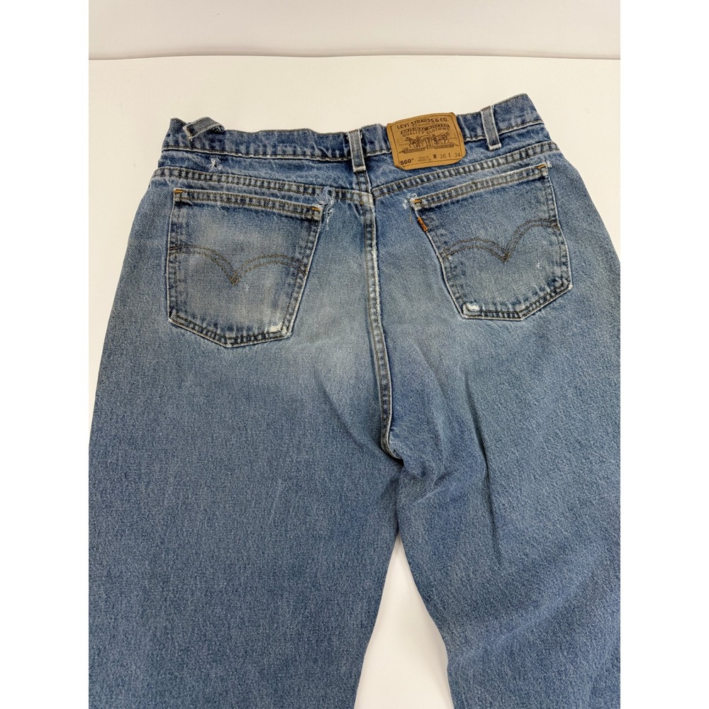 Vintage Levis 560 Orange Tab Jeans Mens 36x34 Blue Loose Fit Tapered USA Made - Picture 13 of 15